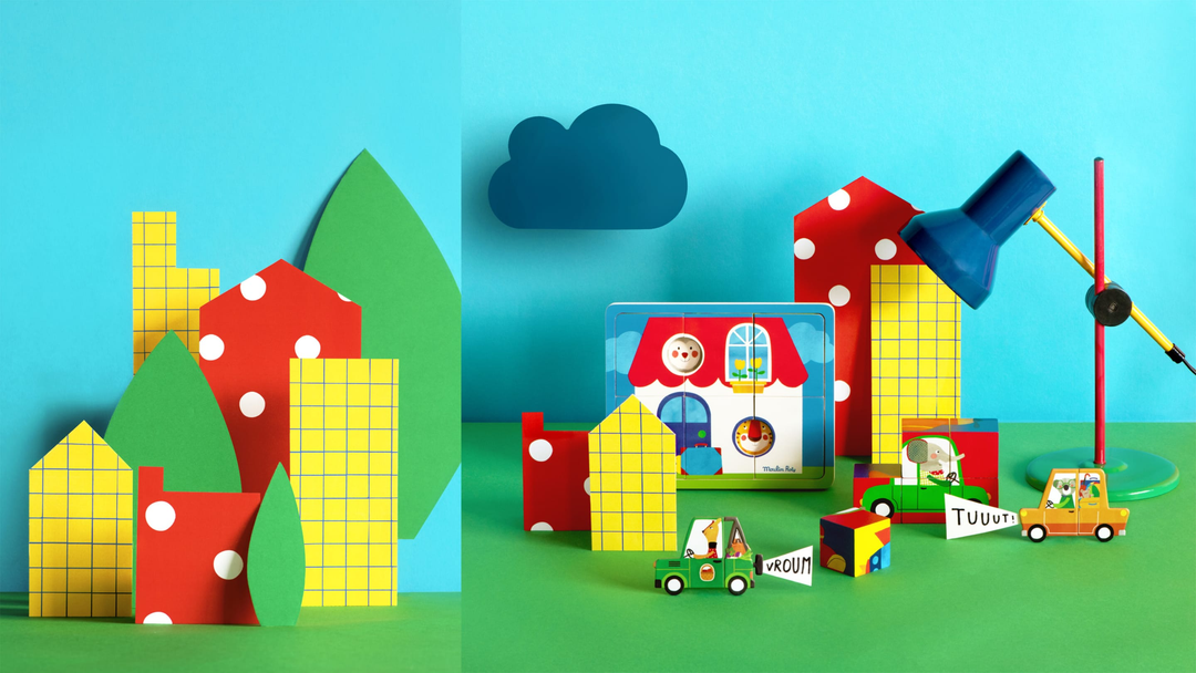 Collezione Popipop Moulin Roty - giochi montessori in cartone e legno per bambini