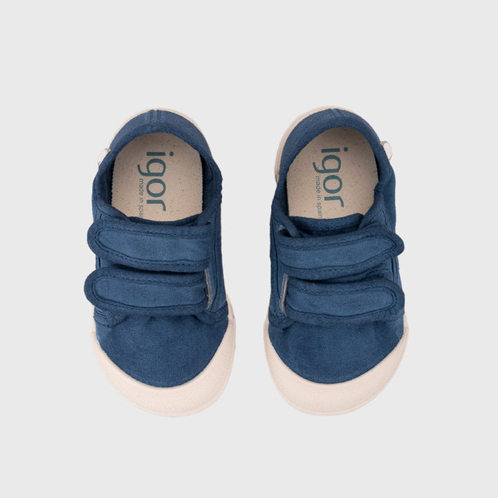 Sneaker bambini in tela concetto barefoot, Blu marino | Igor