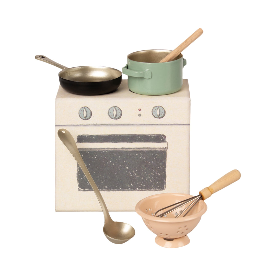 Maileg | Mini Set da cucina, Mouse - Miniature cooking set