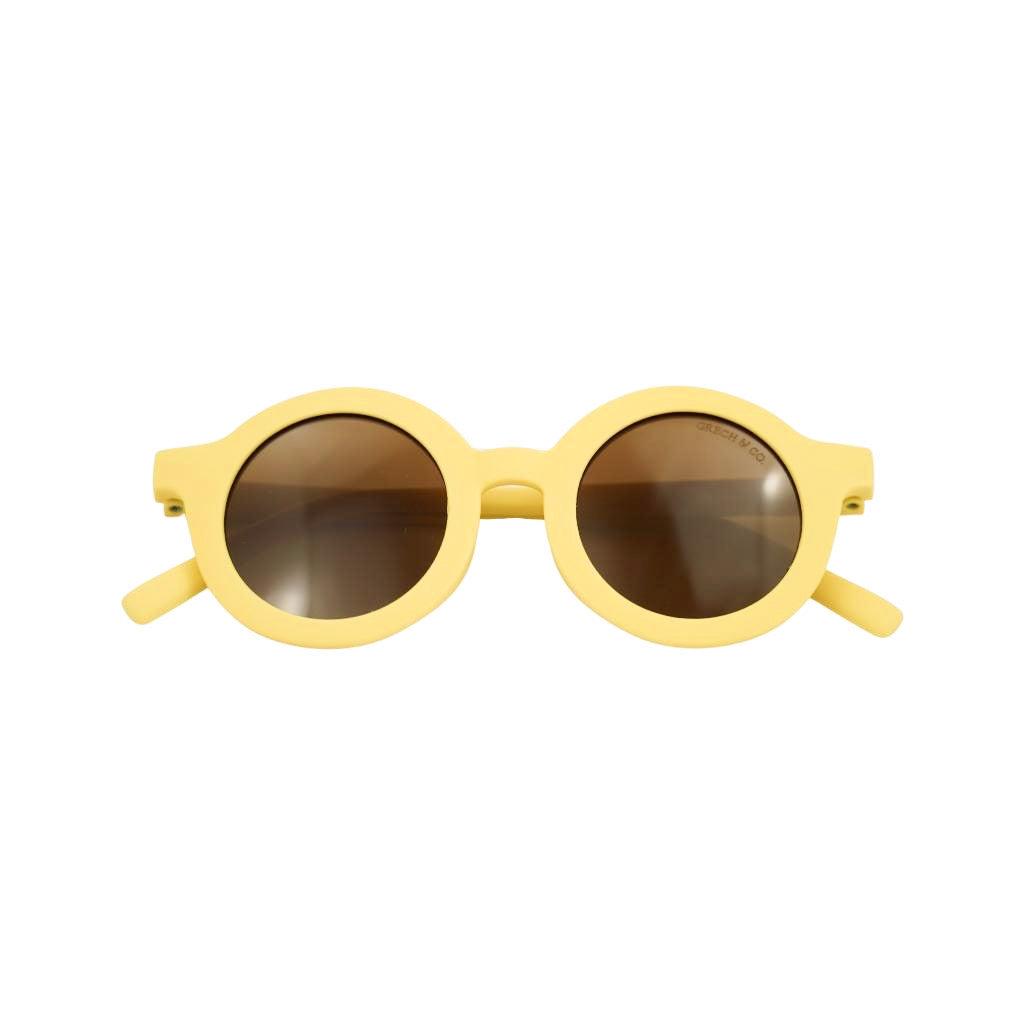 Grech&Co | Occhiali da sole flessibili UV400, Round Bambini Yellow