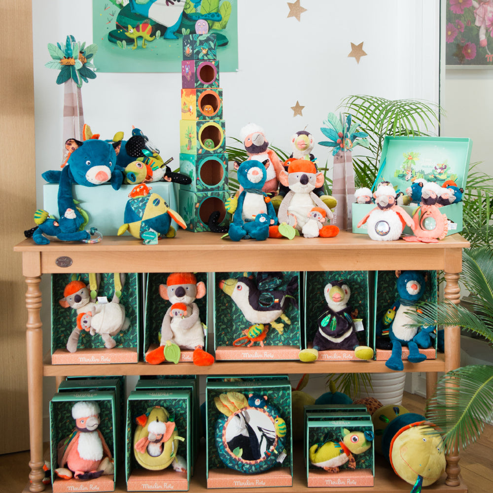 Dans la Jungle, Moulin Roty, Collezione in Tessuto di Giochi e Peluche per Neonati