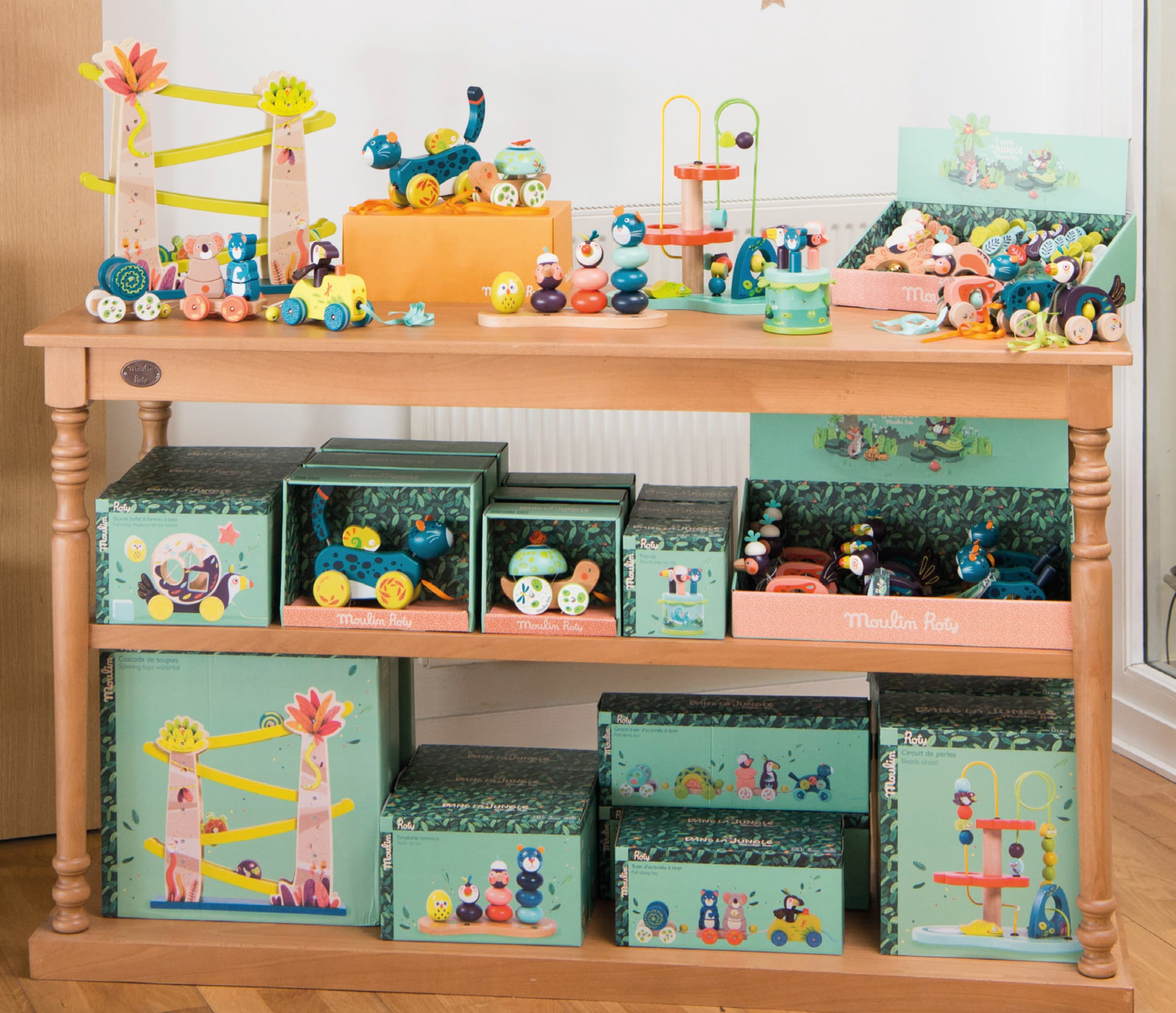 Dans la Jungle, Moulin Roty, Collezione in Legno di Giochi per Neonati