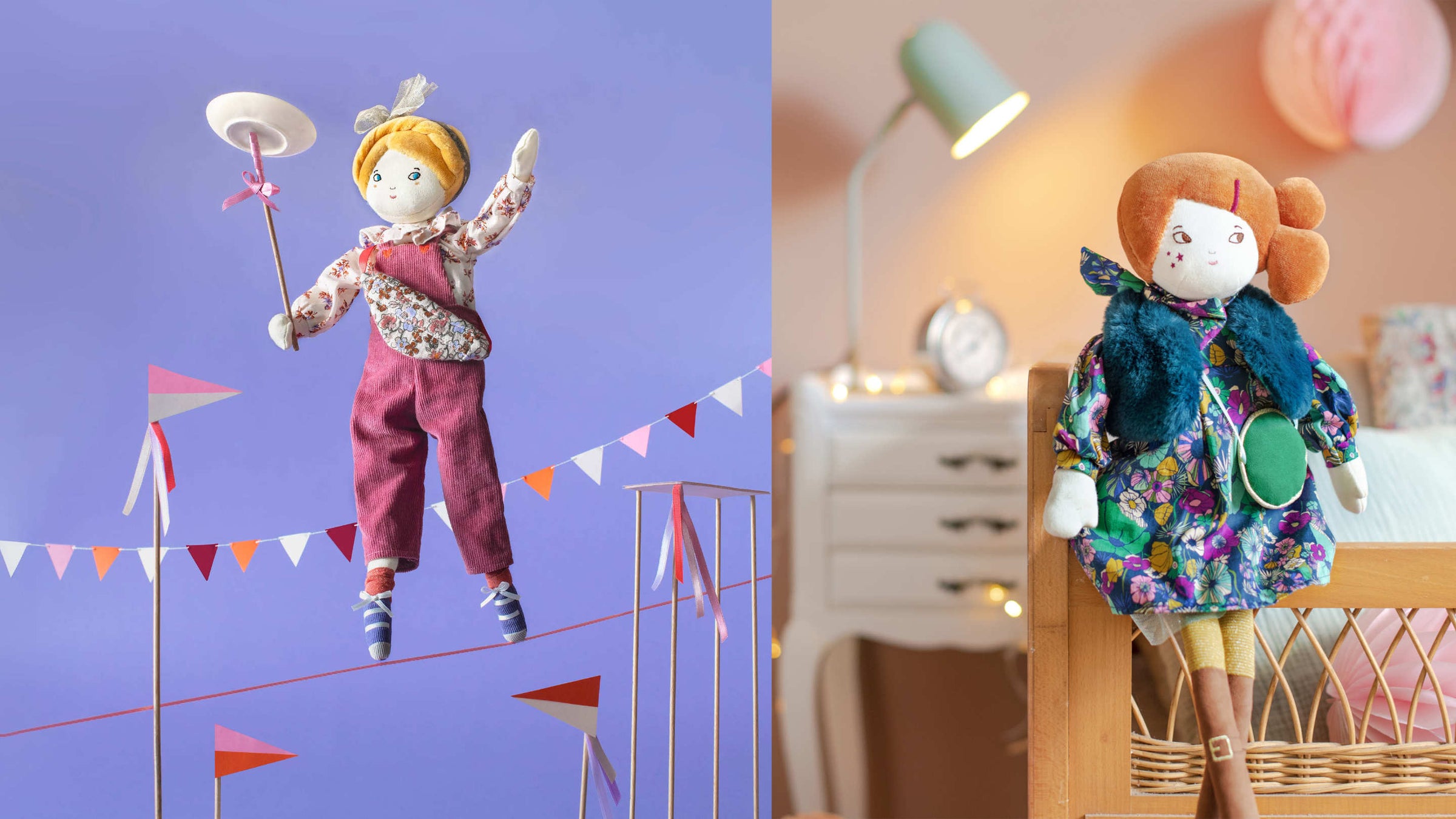 Les Parisiennes di Moulin Roty Collezione di bambole morbide in stoffa per bambini e giochi di attività