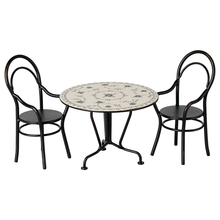 Dining table with 2 miniature chairs