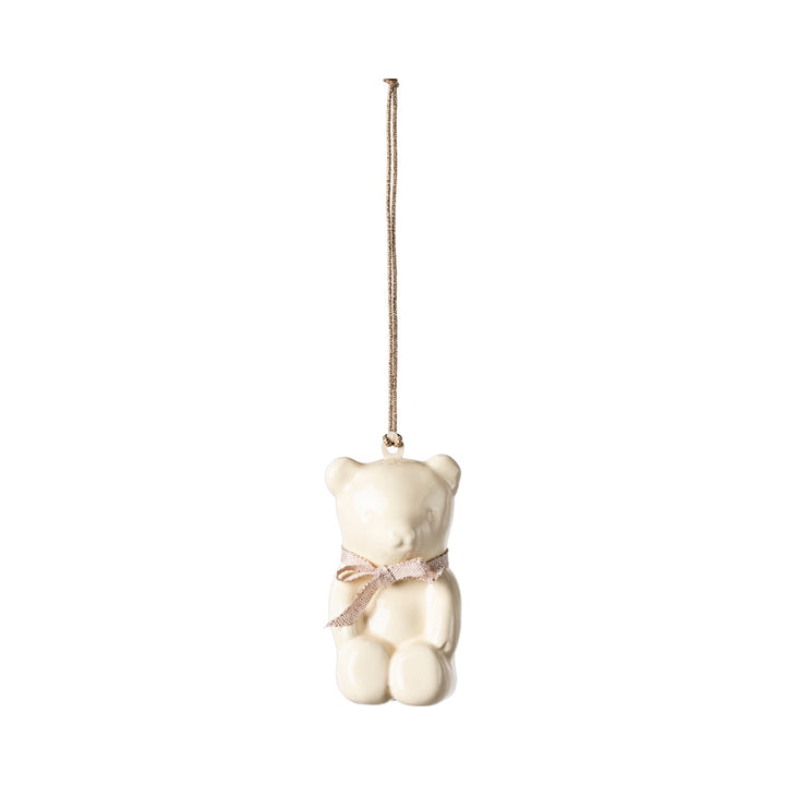 Metal Christmas Ornament, Teddy Bear - White/Pink