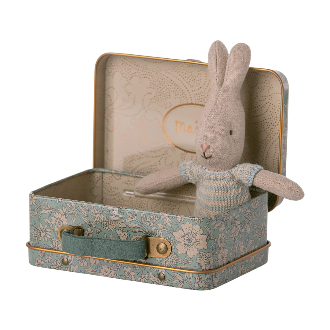 Coniglio bebè in mini valigia, Rabbit Micro - Mint/Off-white| Maileg