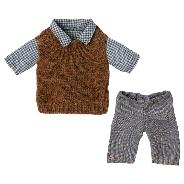 Vestiti per orsacchiotto Papà Teddy, Camicia, gilet e pantaloni Maileg