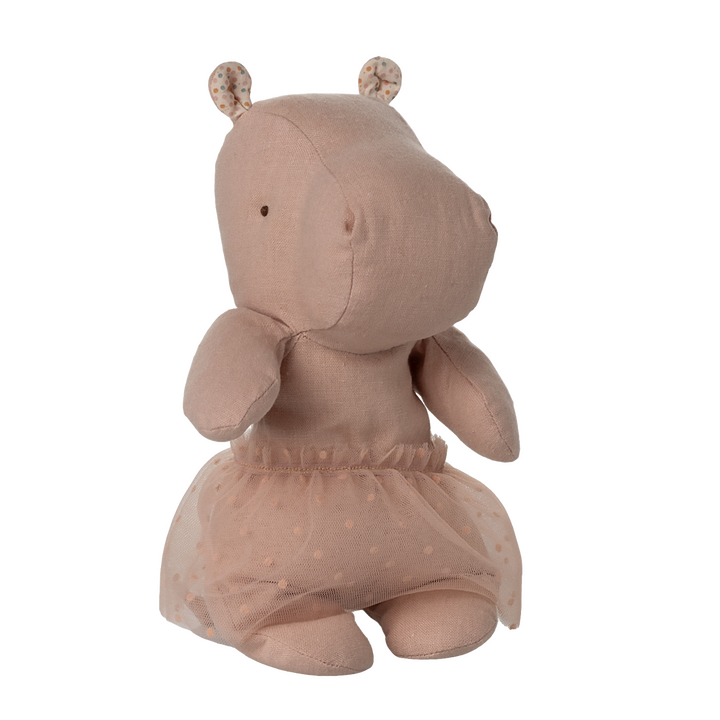 Hippo con gonnellina in lino soft rose Safari friends, Piccolo