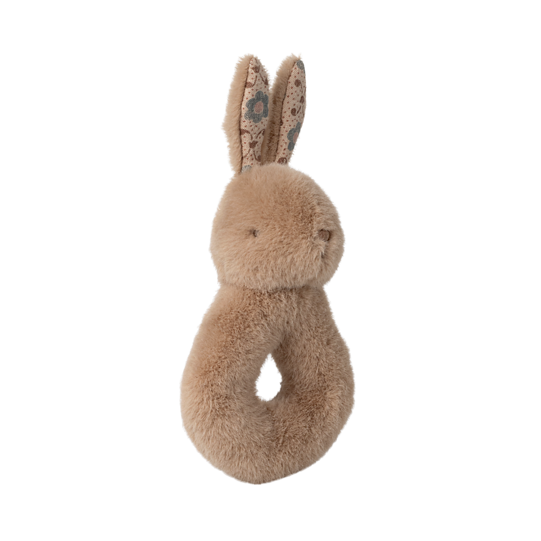 Rabbit Rattle and Muslin Set, Cream Peach