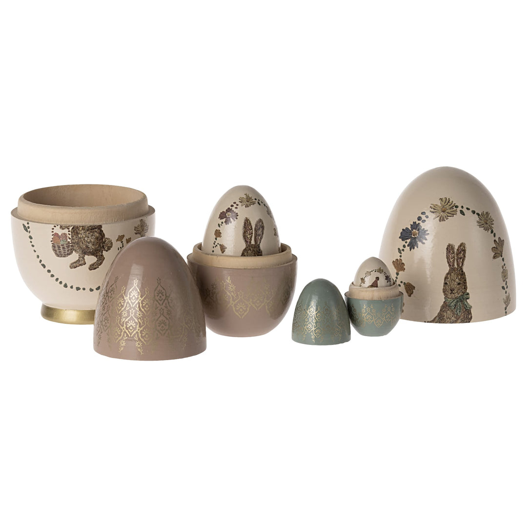 Matrioska Uovo di Pasqua babushka, 5 pezzi in legno