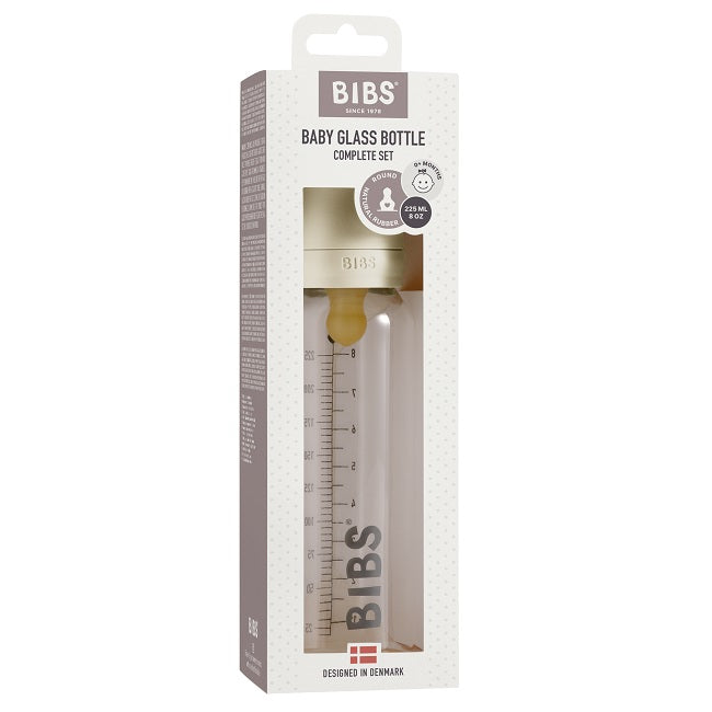Biberon in vetro Bibs 225ml, Ivory | Baby Glass Bottle Set