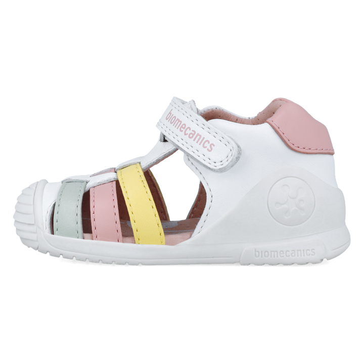 Sandali primi passi in pelle, Bianco multicolore