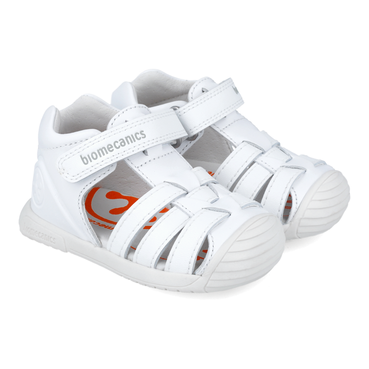 Leather first steps sandals, White 