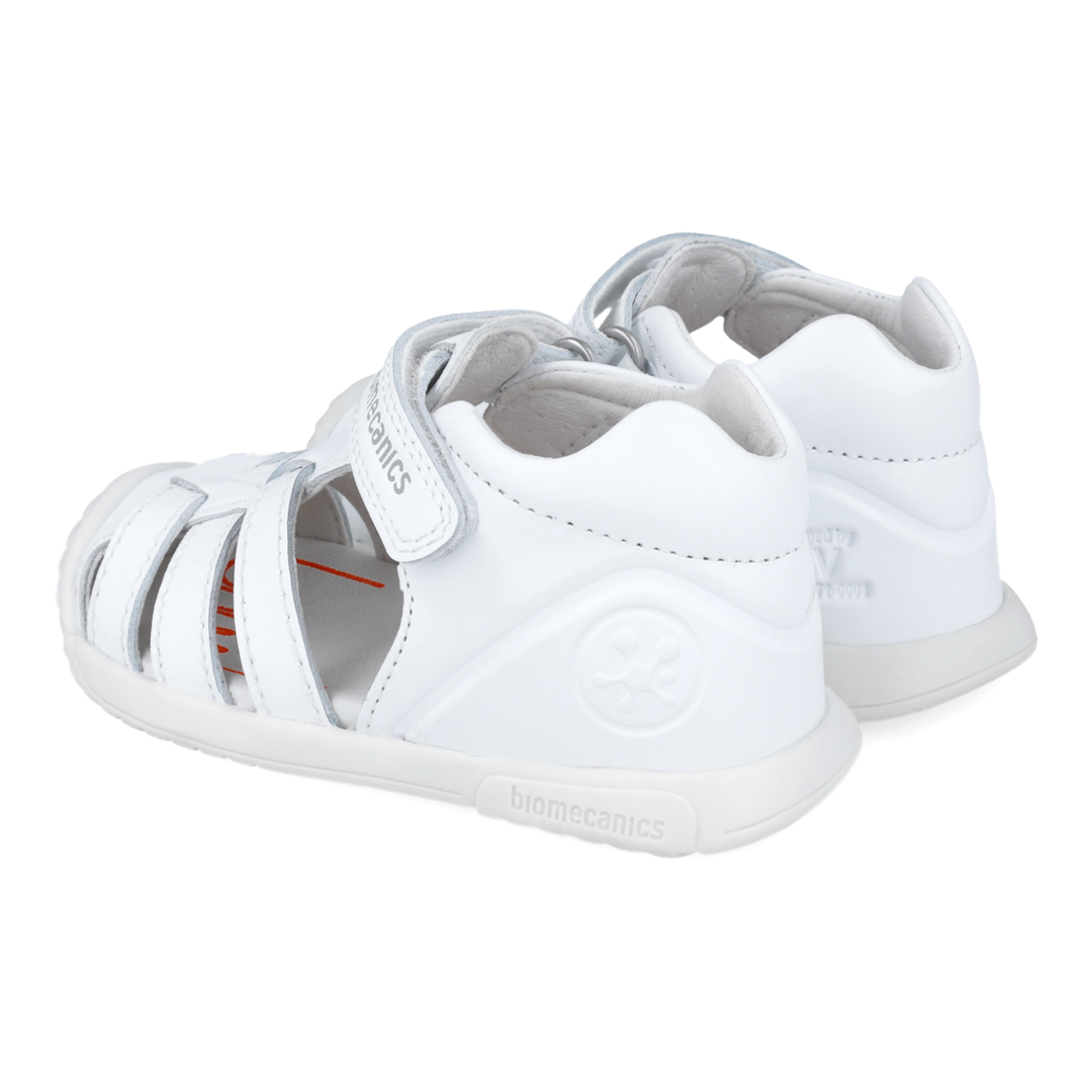 Leather first steps sandals, White 