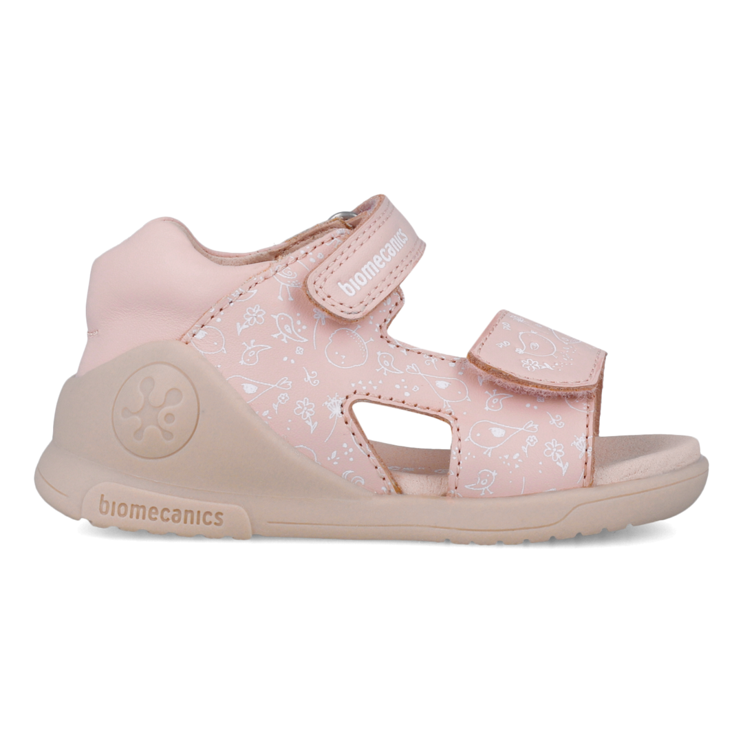 Sandali primi passi in pelle, Rosa uccellini
