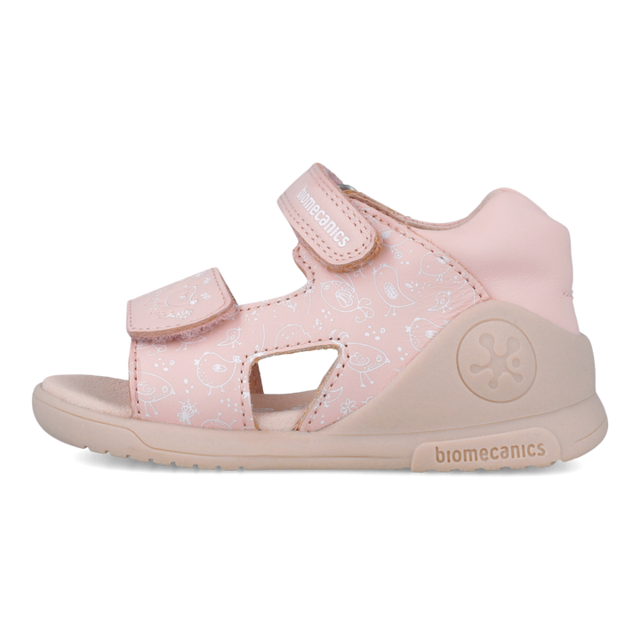 Sandali primi passi in pelle, Rosa uccellini