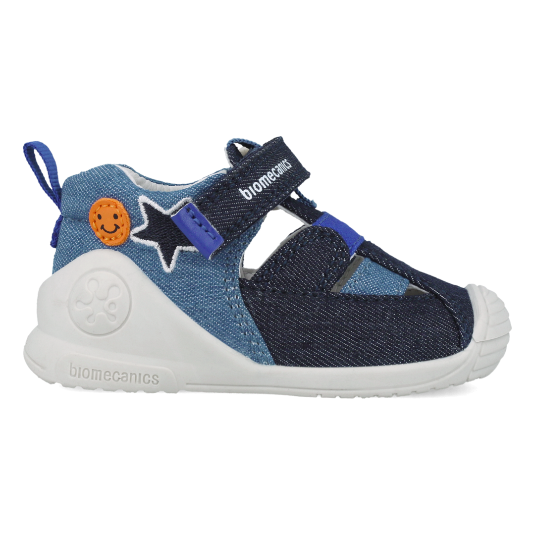 Sandali primi passi in tessuto, Blu denim