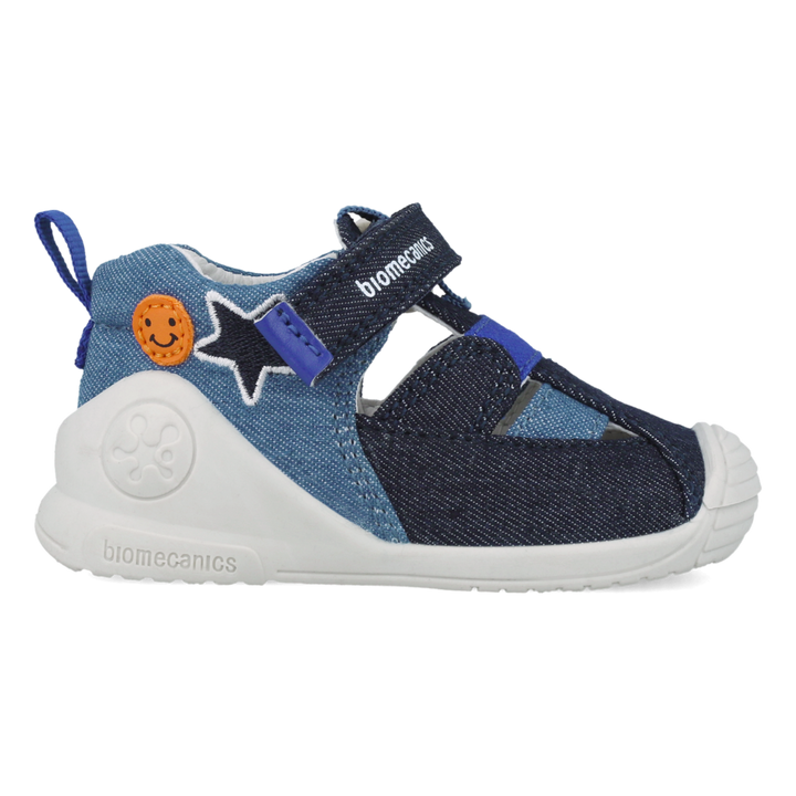 Sandali primi passi in tessuto, Blu denim
