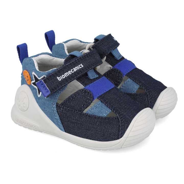 Sandali primi passi in tessuto, Blu denim