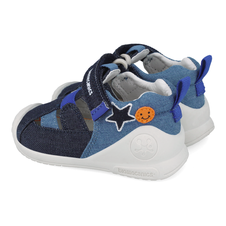Sandali primi passi in tessuto, Blu denim