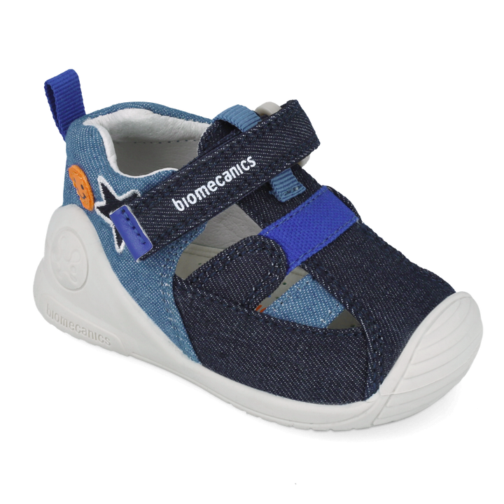 Sandali primi passi in tessuto, Blu denim