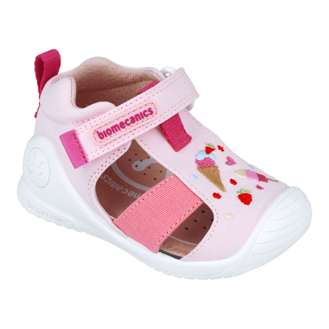 Sandali primi passi in tessuto, Rosa gelati