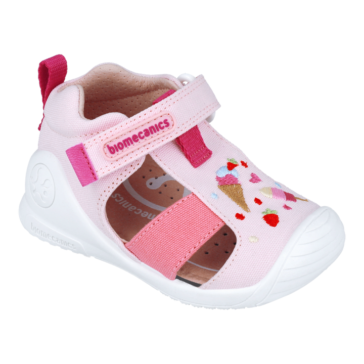 Sandali primi passi in tessuto, Rosa gelati