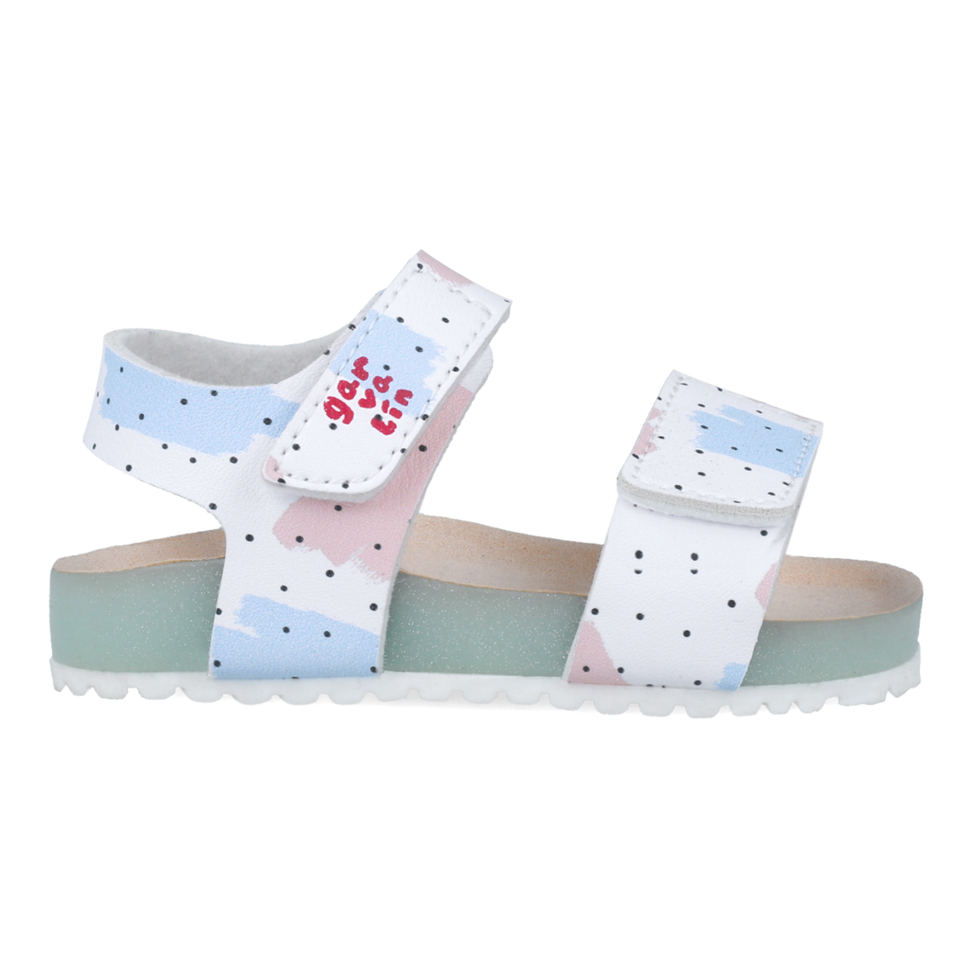 Sandali flessibili con strappo, Bianco stampato