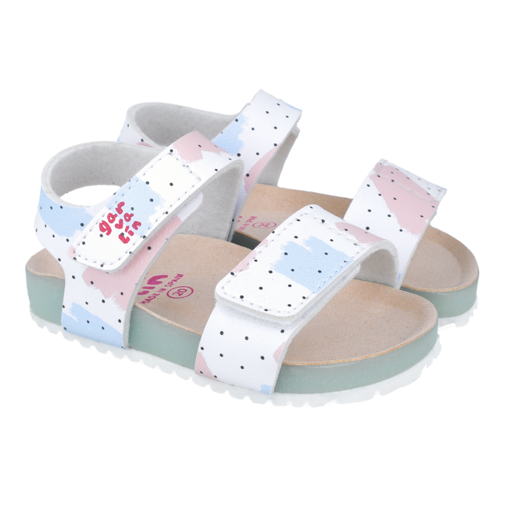 Sandali flessibili con strappo, Bianco stampato