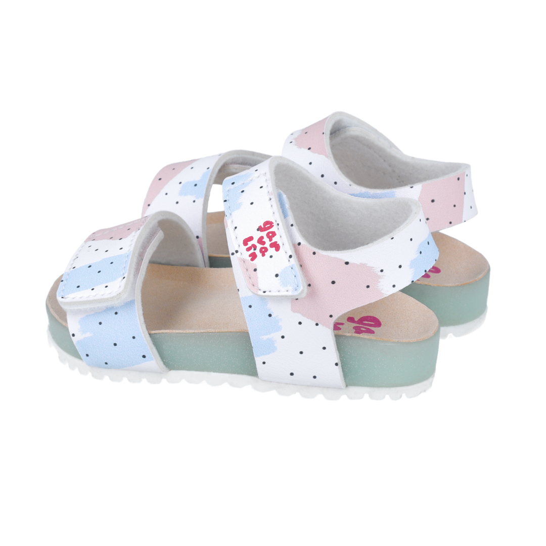 Sandali flessibili con strappo, Bianco stampato