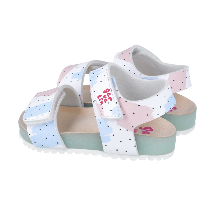Sandali flessibili con strappo, Bianco stampato
