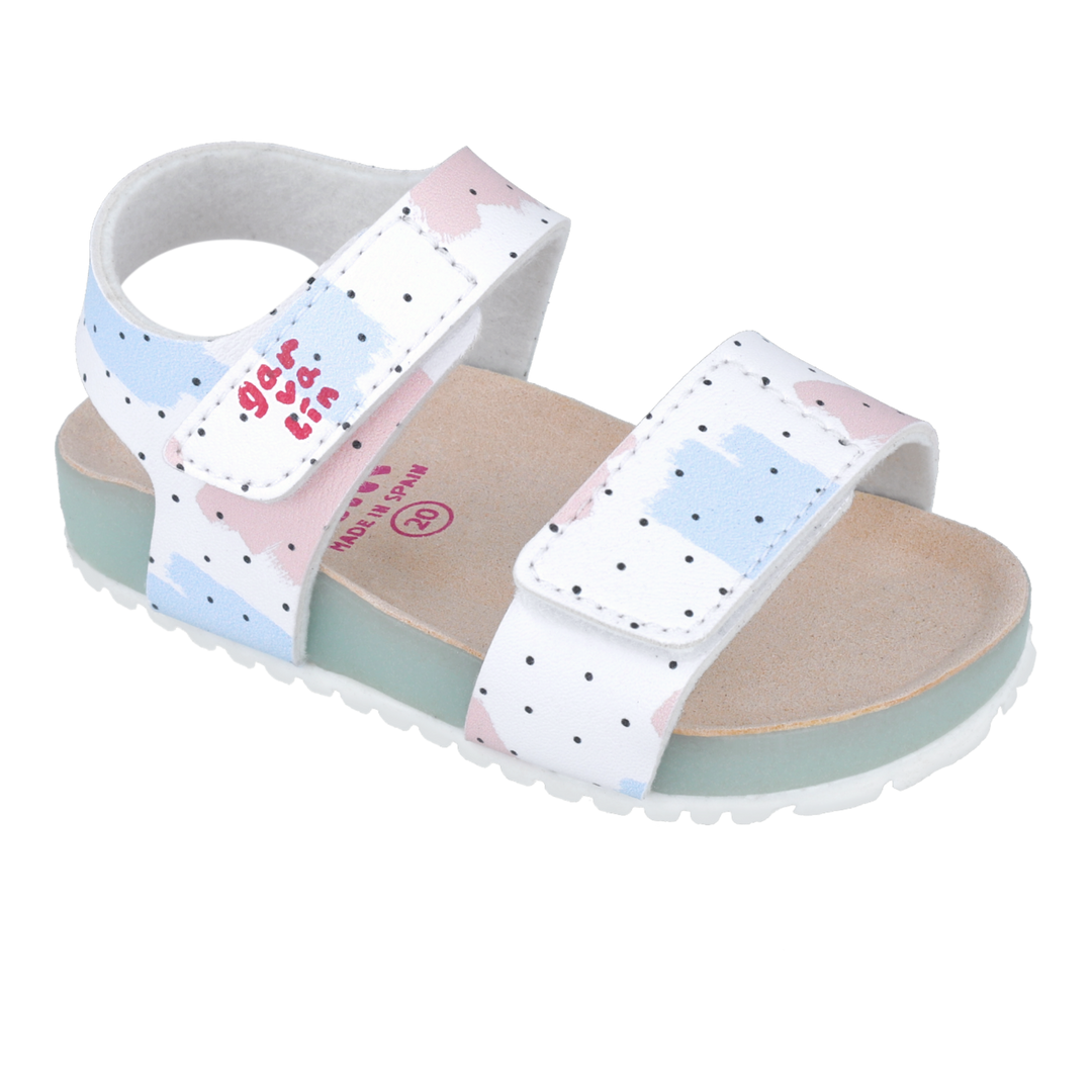 Sandali flessibili con strappo, Bianco stampato