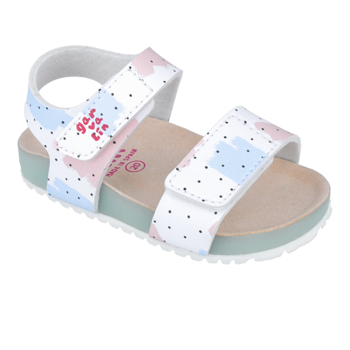 Sandali flessibili con strappo, Bianco stampato