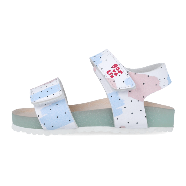 Sandali flessibili con strappo, Bianco stampato