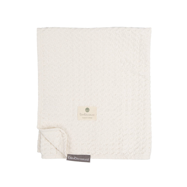 Coperta all’uncinetto in cotone organico, Ecru