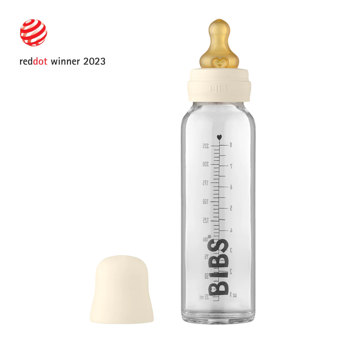 Biberon in vetro Bibs 225ml, Ivory | Baby Glass Bottle Set