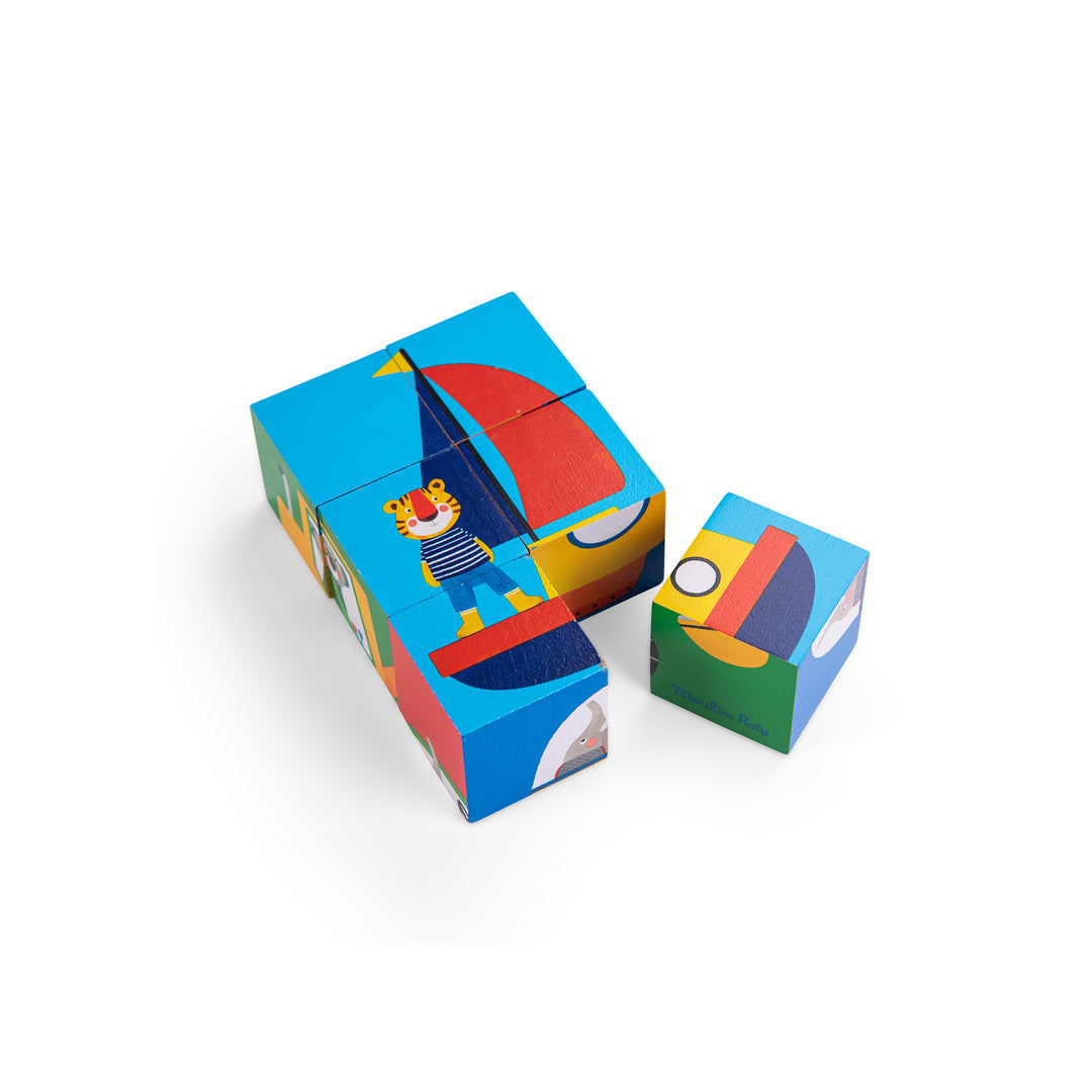 Moulin Roty | Puzzle 6 cubi in legno Les Popipop