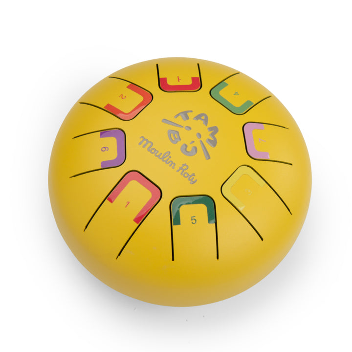 Tamburo piccolo con linguette in metallo giallo, Tambù