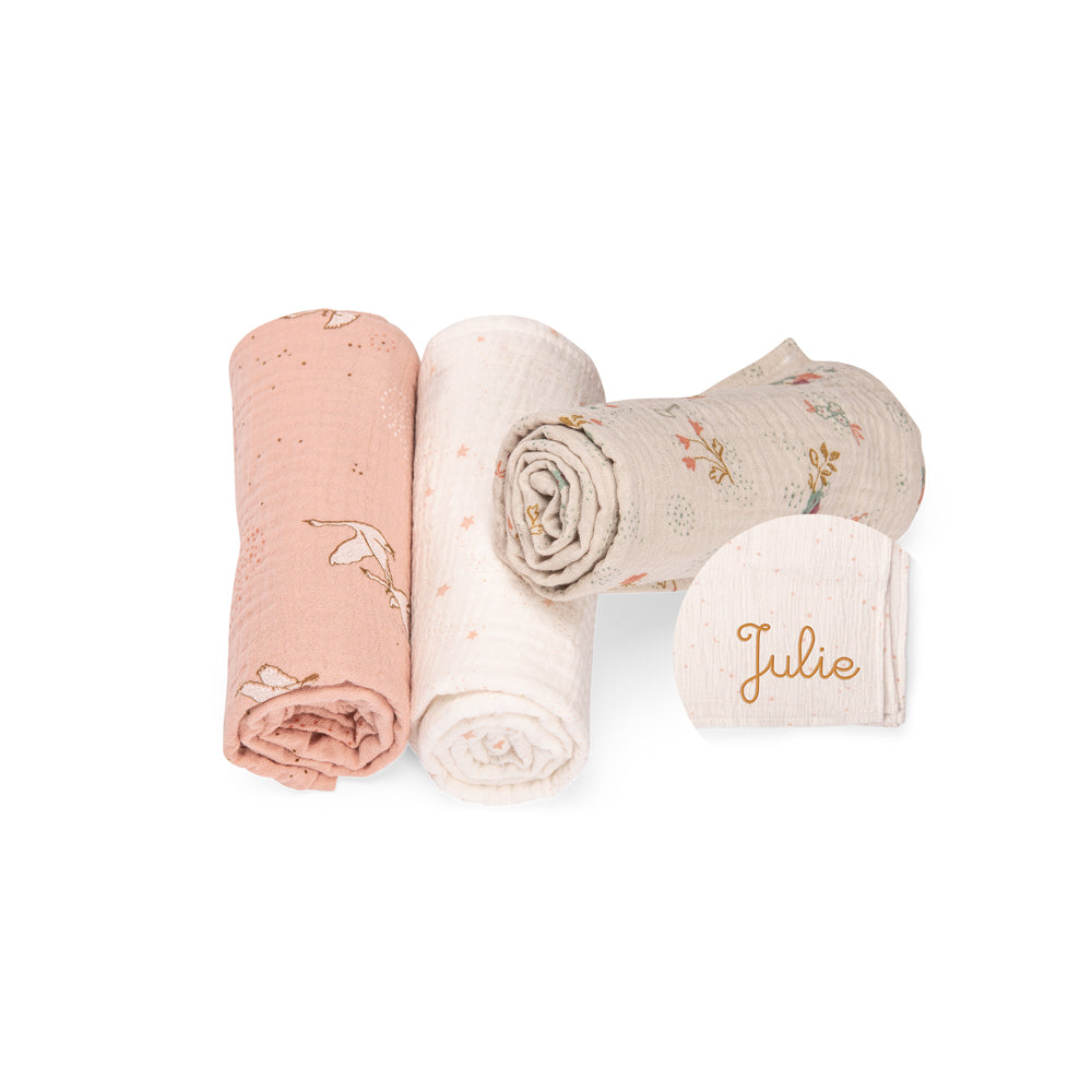 Set of 3 organic cotton muslin covers, La petite école de danse