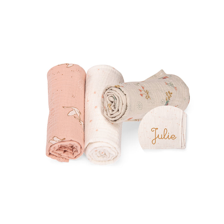 Set of 3 organic cotton muslin covers, La petite école de danse