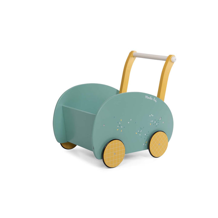Carrello primi passi porta giochi in legno, Salvia