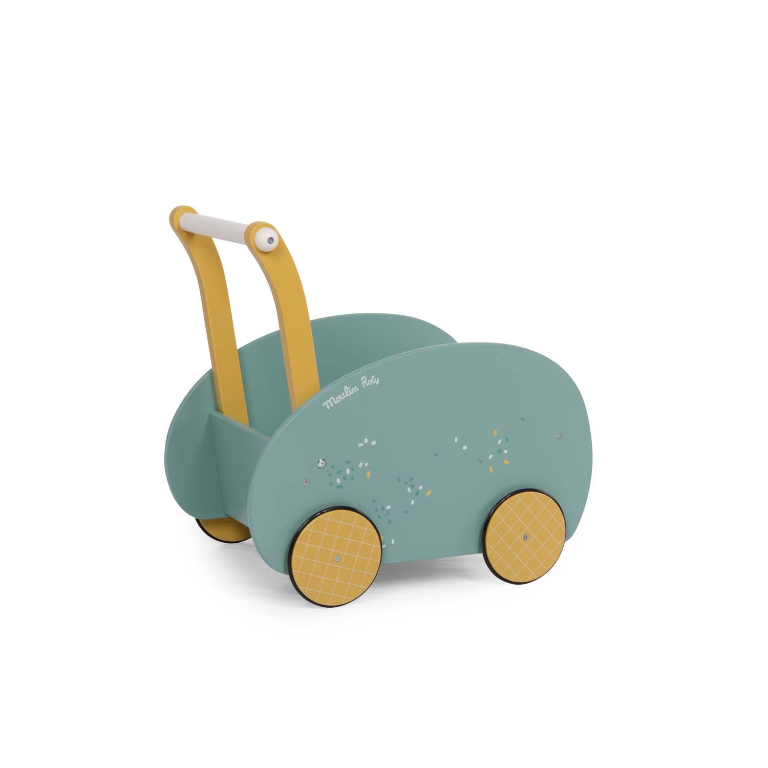 Carrello primi passi porta giochi in legno, Salvia