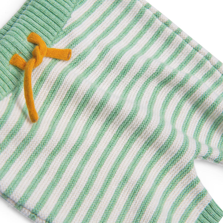 Pantaloncini in maglia righe salvia, Jillian | Moulin Roty