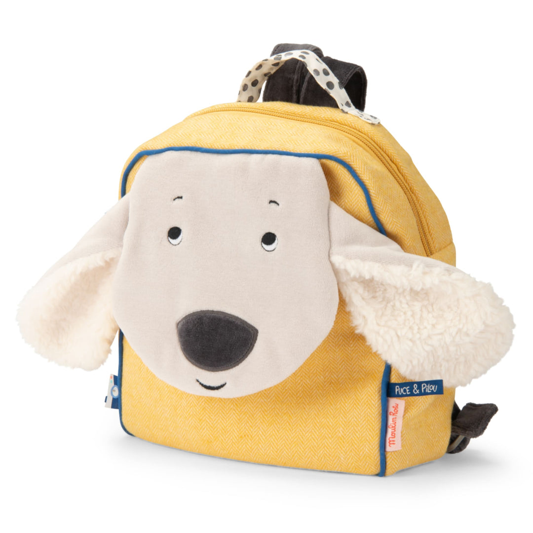 Yellow soft backpack, Pilou dog