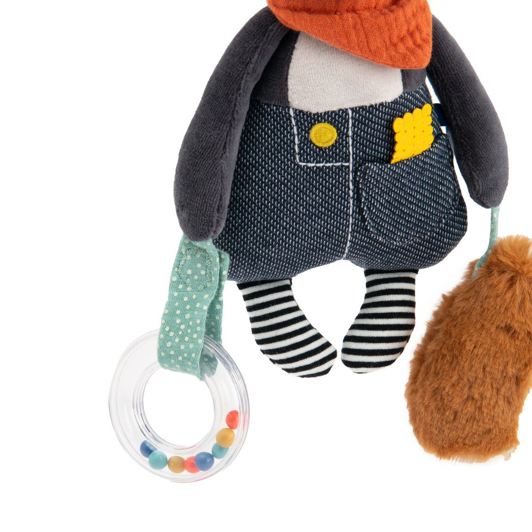 Puce Dog Hanging Rattle and Activities 
