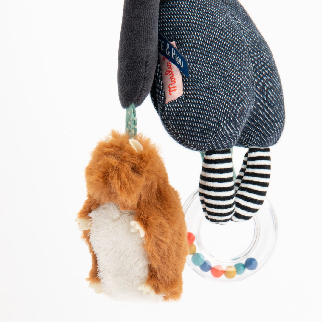 Puce Dog Hanging Rattle and Activities 