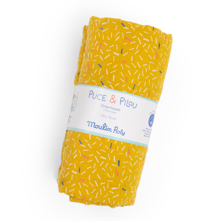 Fitted bottom sheet cotton 70x140cm Yellow