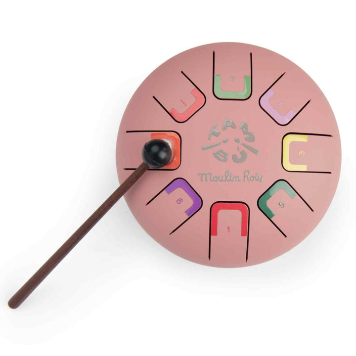 Tamburo piccolo con linguette in metallo rosa, Tambù