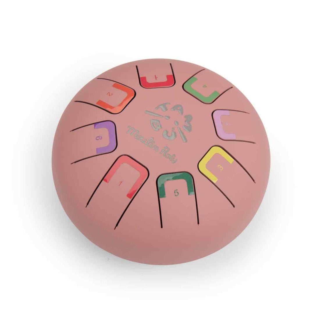 Tamburo piccolo con linguette in metallo rosa, Tambù