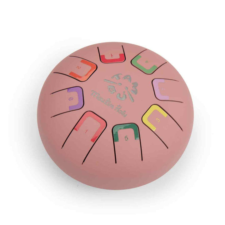 Tamburo piccolo con linguette in metallo rosa, Tambù